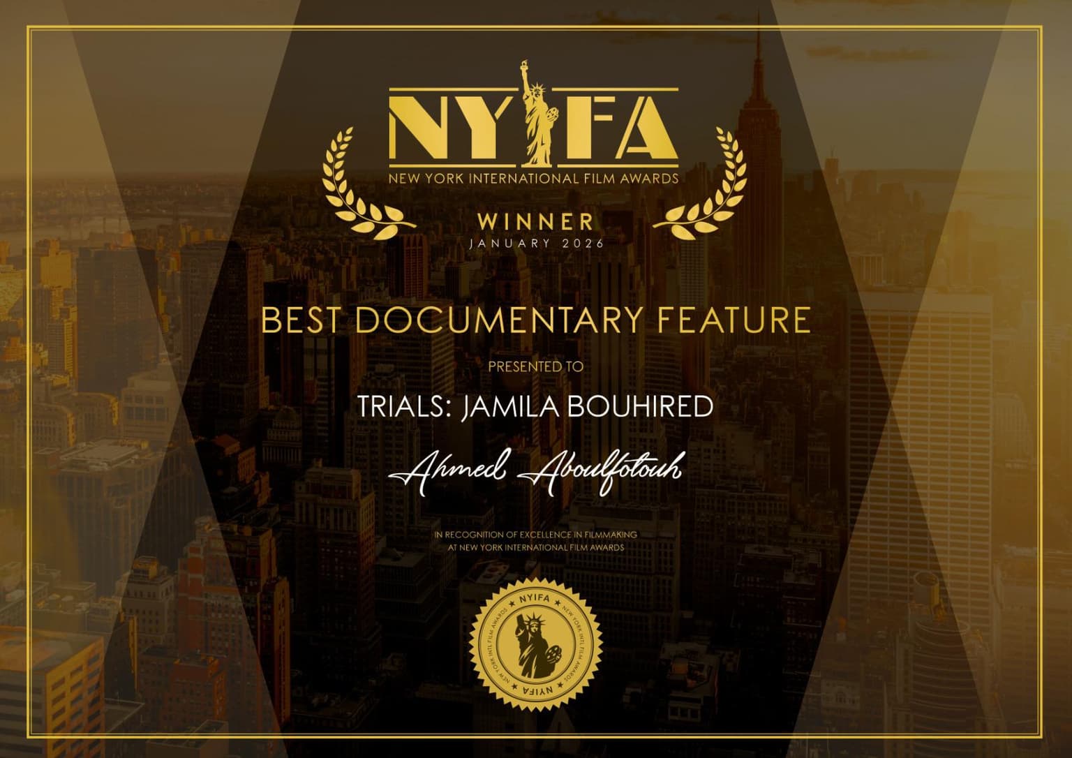 Best Documentary Feature – New York International Film Awards